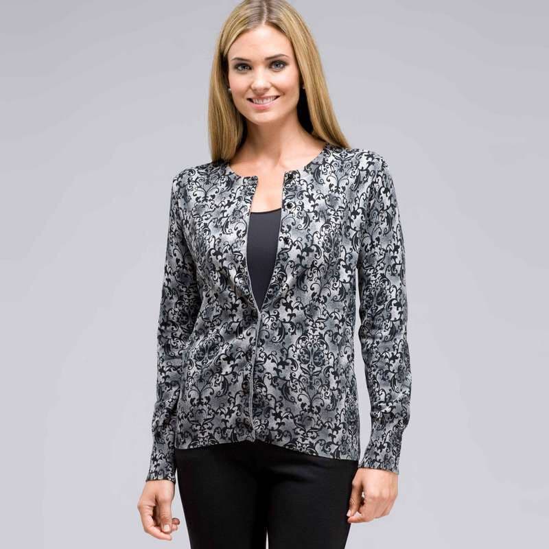 Button Front Crew Neck Cardigan